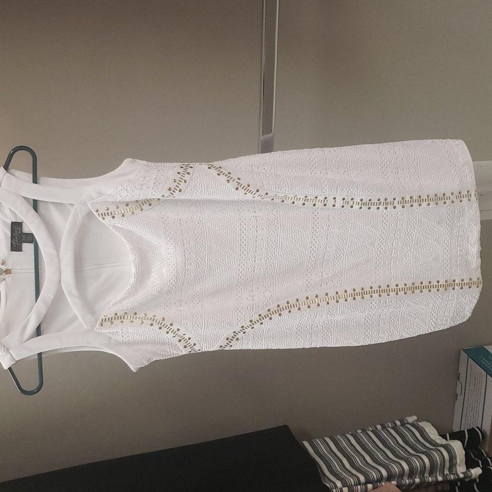 White Thalia dress with gold accents